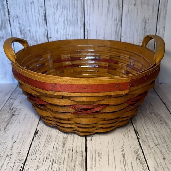 Longaberger Christmas Collection 1999 Edition Popcorn Basket & Protector RED - Picture 4 of 7